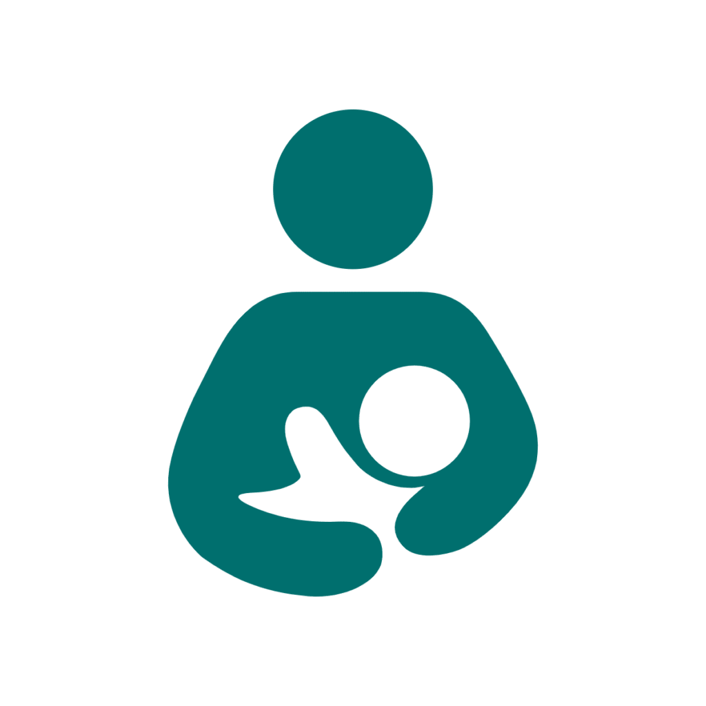 icon in teal of a breastfeeding parent